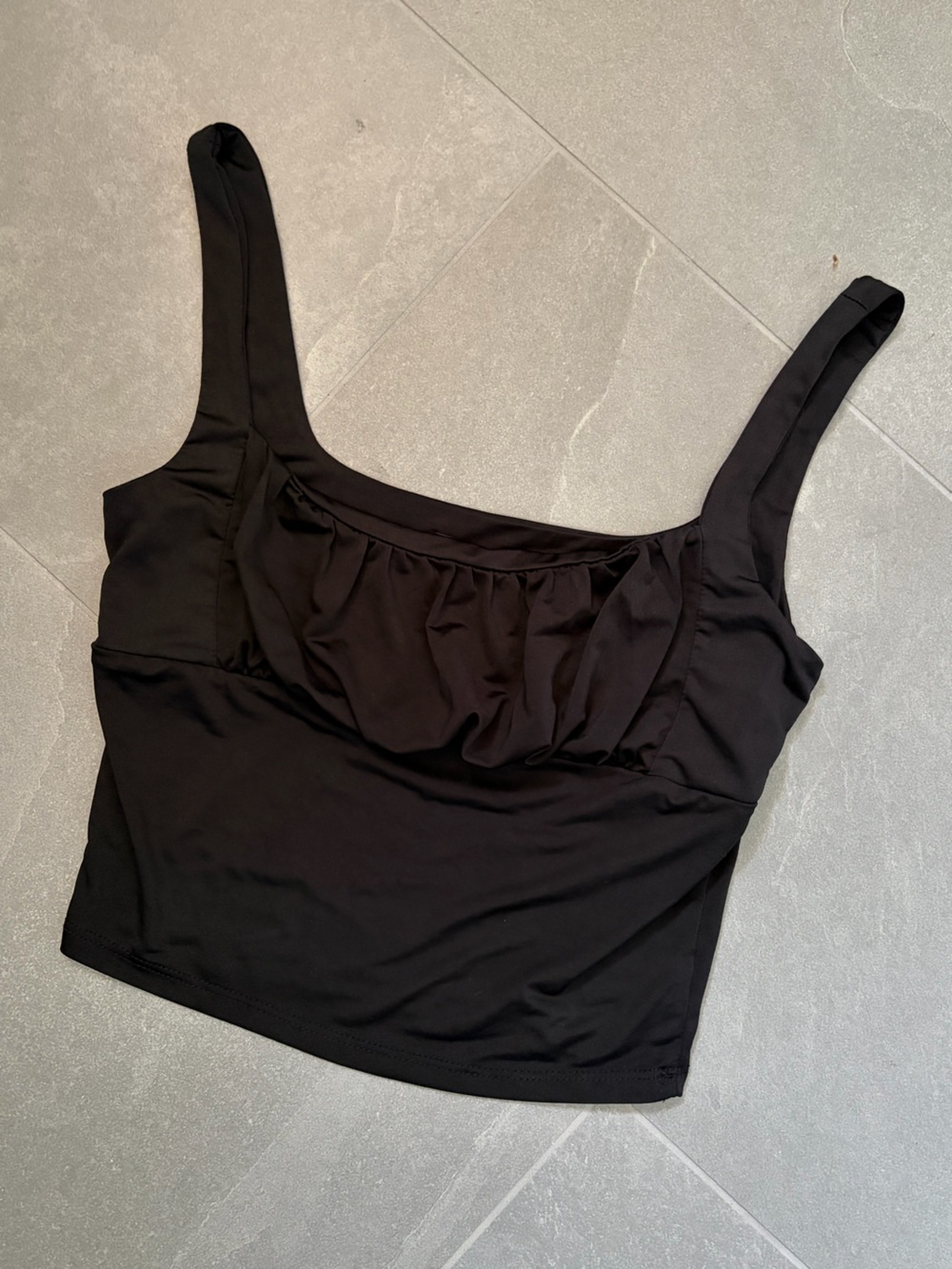 Women's Black Ruched Milkmaid Crop Tank Top
